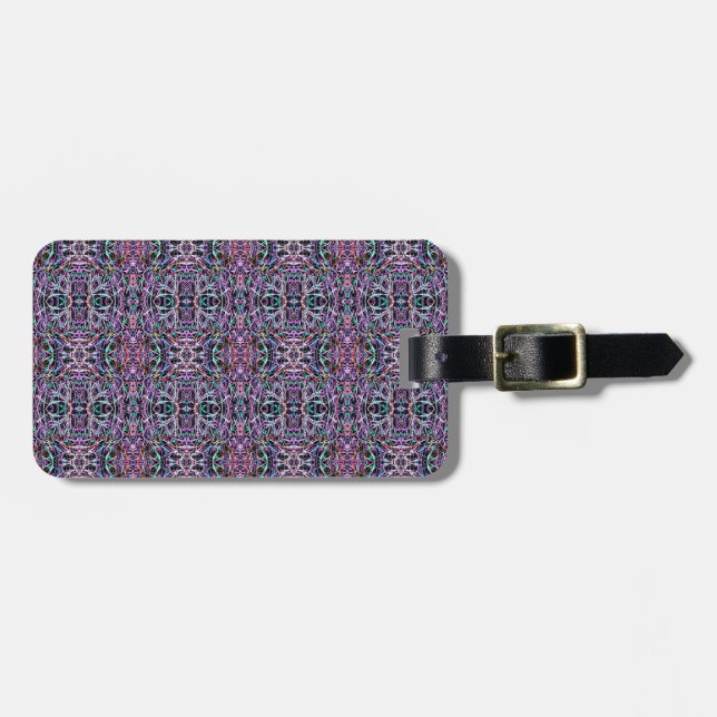 Étiquette À Bagage Rose violet géométrique (Devant horizontal)