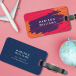 Étiquette À Bagage Rose violet orange vibre moderne Gras Gras<br><div class="desc">Marque à bagages moderne et tendance avec des traits de marqueurs épais et vibrants en rose, violet et orange avec de minuscules éclaboussures de rose et d'orange sur le devant et un côté bleu du dos avec de minuscules éclaboussures ou rose et orange. Personnalisez-le en remplaçant le texte de l'espace...</div>