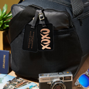 Étiquette À Bagage Rose XOXO Gold Pinceau de cuivre moderne