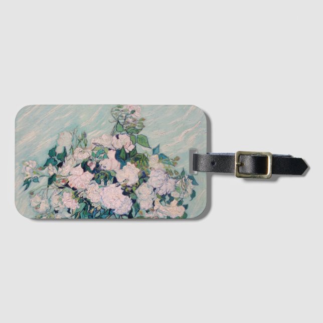 Étiquette À Bagage Roses blanches-1890-Vincent van Gogh    (Devant Horizontal)