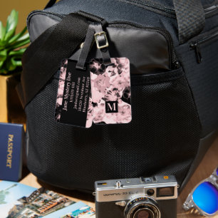 Étiquette À Bagage Roses millénaires rose en grande fleur