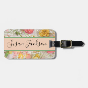 Étiquette À Bagage Roses rose jaune Floral Personnalisé