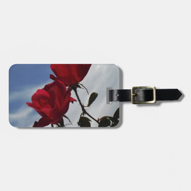Étiquette À Bagage Roses rouges contre un ciel bleu vif (Devant horizontal)