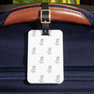 Étiquette À Bagage Roses Rouges, Motif De Roses, Fleurs
