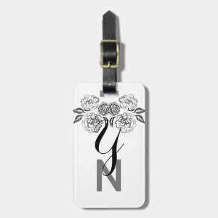 Étiquette À Bagage Roses vintages en noir et blanc