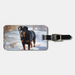 Étiquette À Bagage Rottweiler Laisser neiger Noël