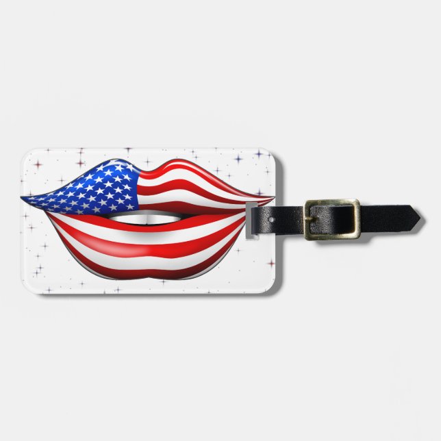 Étiquette À Bagage Rouge à lèvres de drapeau des Etats-Unis sur les (Devant horizontal)