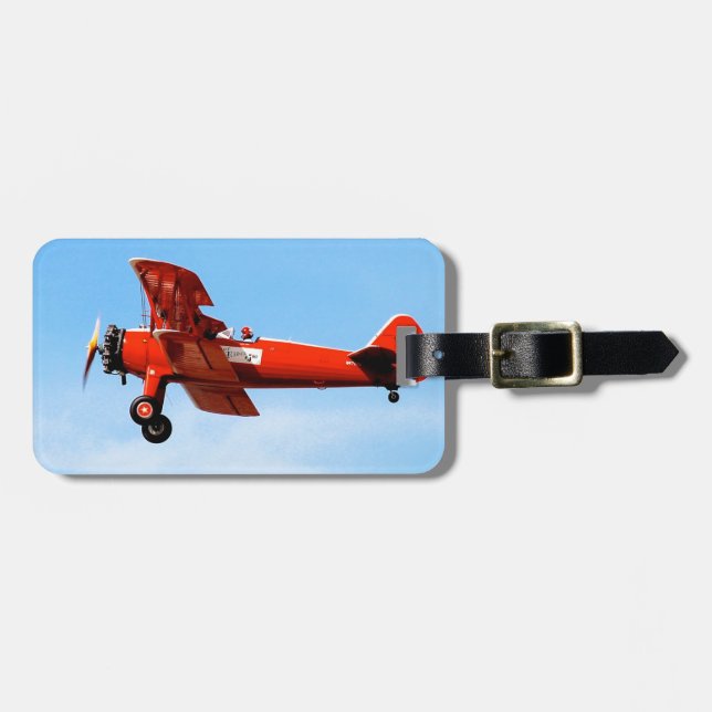 Étiquette À Bagage Rouge Baron Bi Plane (Devant horizontal)