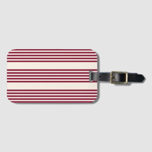 Étiquette À Bagage Rouge bordeaux et beige cinq rayures motif
