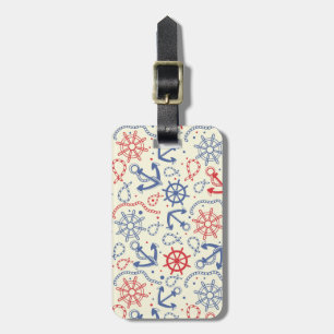 Étiquette À Bagage Rouge et arrière - plan de marine avec l'ancre