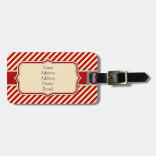Étiquette À Bagage Rouge et étiquette de bagage de monogramme de