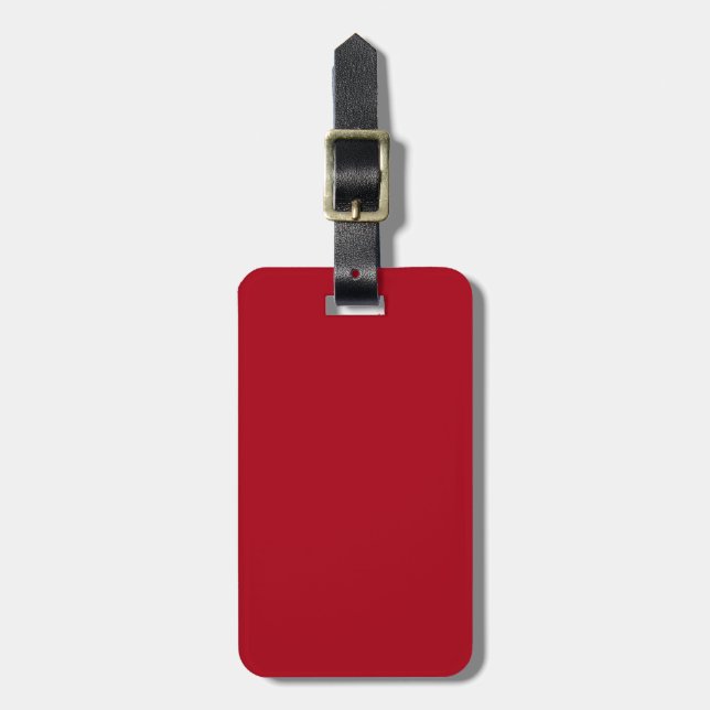 Étiquette À Bagage Rouge foncé uni avec texte noir (Devant Vertical)