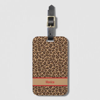 Étiquette À Bagage Rouge Luxe avec Impression Léopard