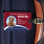 Étiquette À Bagage Rouge moderne Bleu Simple Service Chien Photo ID B<br><div class="desc">Chien de service - Identifiez facilement votre chien comme chien de service actif, tout en gardant votre chien concentré et en réduisant les distractions tout en travaillant avec l'un de ces badges d'identification de chien de service k9. Bien qu'il ne soit pas obligatoire, un badge d'identification de chien aidant vous...</div>