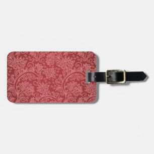 Étiquette À Bagage Rouge Paisley Damassé Designer Floral Vintage Clas