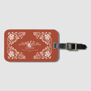 Étiquette À Bagage Rouge Romantique Rustique Mariage Floral Monsieur 