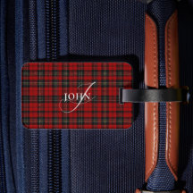 Rouge Rustique Plaid Chic Typographie Monogrammé
