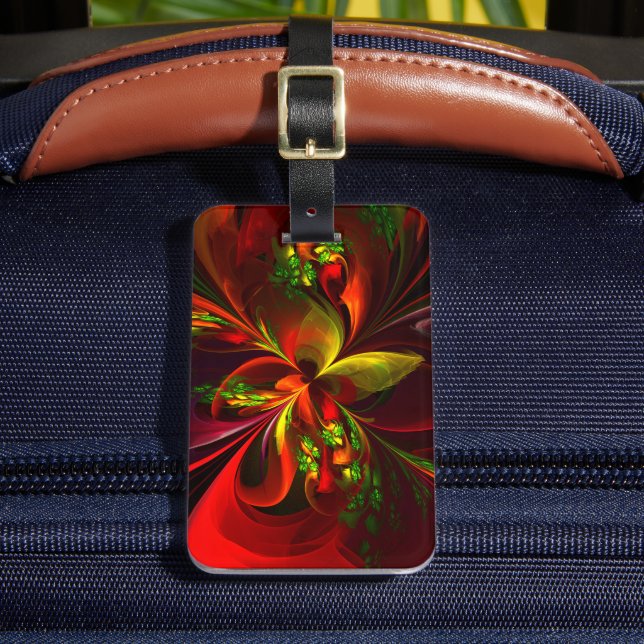 Étiquette À Bagage Rouge vert moderne Floral Abstrait Art Motif #05 (Insitu Rectoal 2)