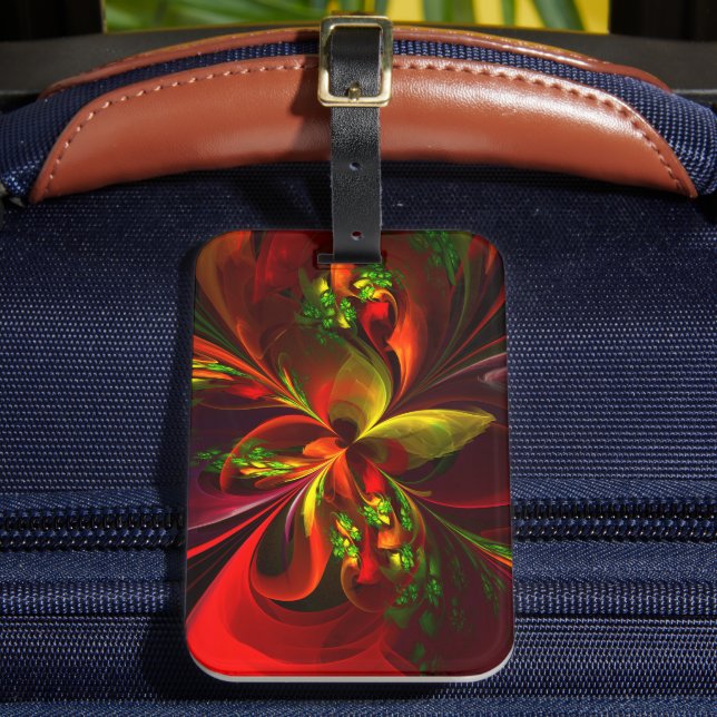 Étiquette À Bagage Rouge vert moderne Floral Abstrait Art Motif #05 (Insitu Rectoal 2)
