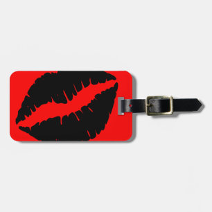 Étiquette À Bagage Rouge vif et baiser noir