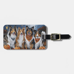Étiquette À Bagage Rough Collie Halloween Épouvantable