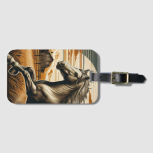 Étiquette À Bagage Rouille/cheval vintage/Ouest