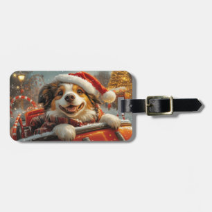 Étiquette À Bagage Rouleau de Noël de Montagnes Russes de Chien de Be