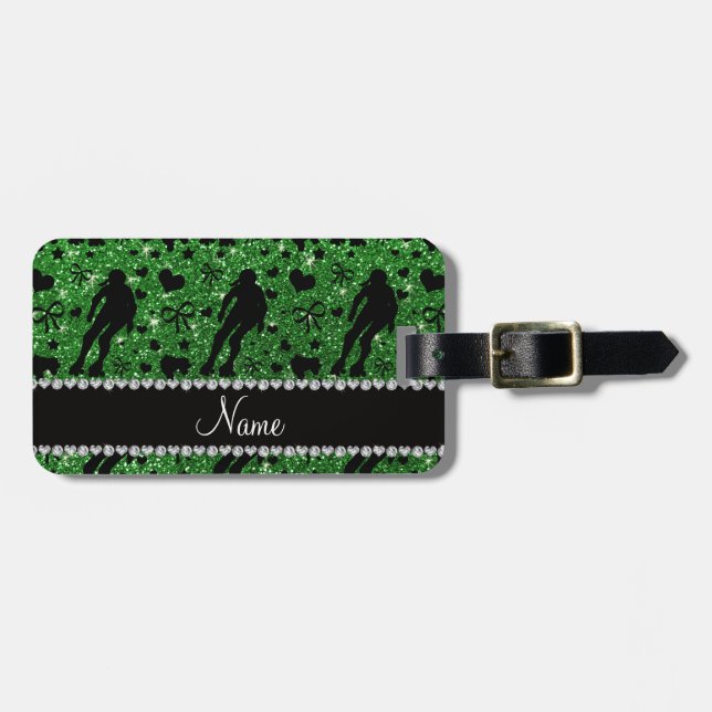 Étiquette À Bagage Rouleau vert nommé fait sur commande Derby de (Devant horizontal)
