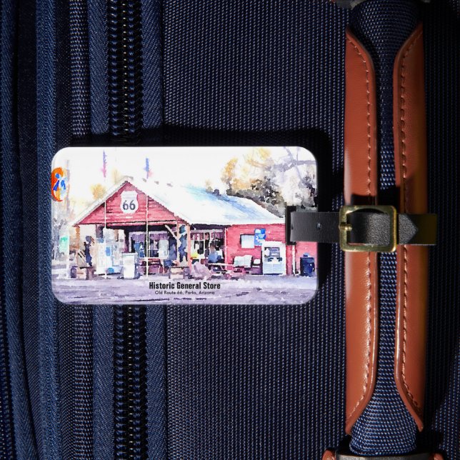 Étiquette À Bagage Route historique 66 Arizona General Store Aquarell (Insitu Rectoal 4)