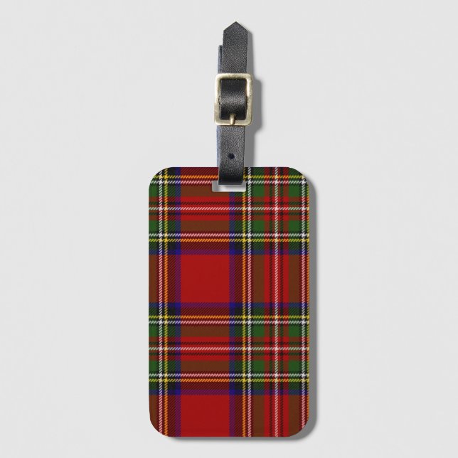 Étiquette À Bagage Royal Stewart Tartan Plaid Scottish Motif (Devant Vertical)