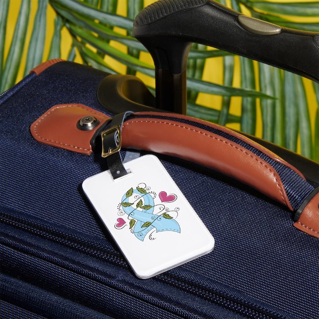 Étiquette À Bagage Ruban de sensibilisation bleu clair, soutien et es (Créateur téléchargé)