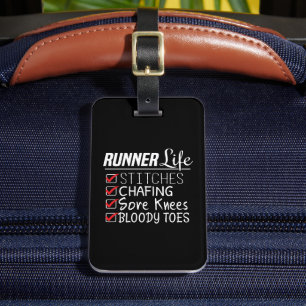 Étiquette À Bagage Runner's Life Funny Marathon Running Checklist