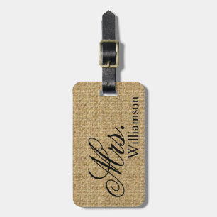 Étiquette À Bagage Rustic Burlap Mme Travel Bagage Tag Nouvelles mauv