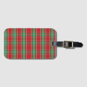Étiquette À Bagage Rustique Style Rouge Vert Ferme Plaid Simple