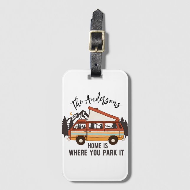 Étiquette À Bagage RV Camping Tent Trailer Home est l'endroit où vous (Devant Vertical)