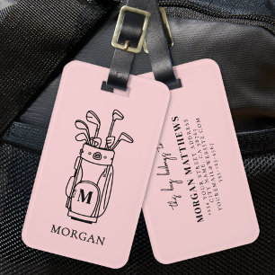 Étiquette À Bagage Sac de golf de Monogramme rose