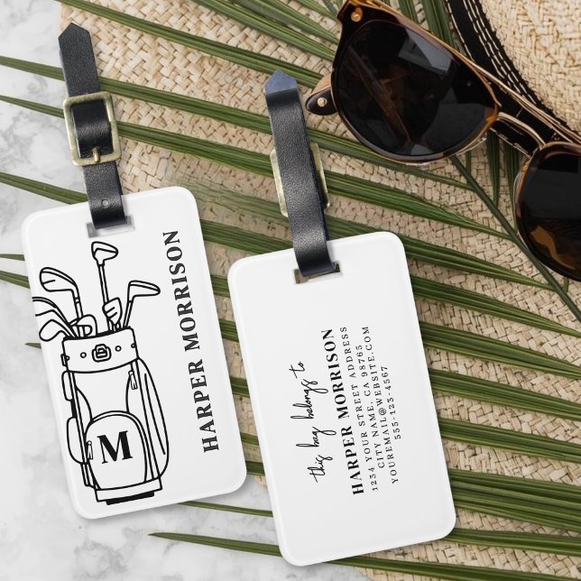 Étiquette À Bagage Sac de golf Monogramme (Monogram Golf Bag Luggage Tag )