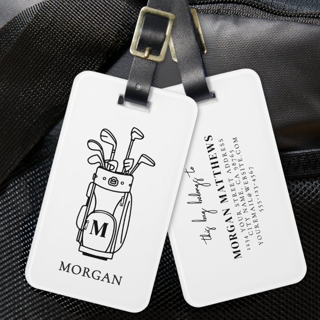 Étiquette À Bagage Sac golf monogramme (Monogram Golf Bag Luggage Tag)