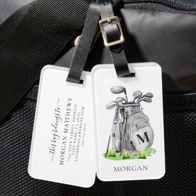 Étiquette À Bagage Sac golf monogramme (Monogram Golf Bag Luggage Tag )