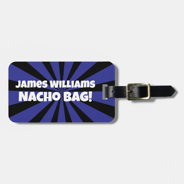 Étiquette À Bagage Sac Nacho Personnalisé Funny Retro Blue Star (Devant horizontal)