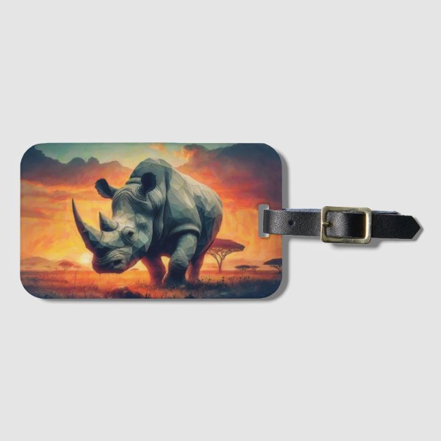 Étiquette À Bagage Safari Sunset Rhino (Devant Horizontal)