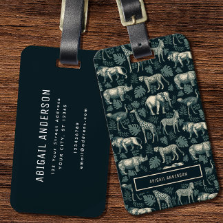 Étiquette À Bagage Safari vintage Africain Animaux Motif