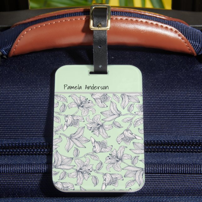 Étiquette À Bagage Sage Floral Monogramme iPhone / coque ipad (Insitu Rectoal 2)