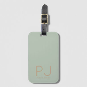Étiquette À Bagage Sage Green initial Monogramme Personnalisé Simple