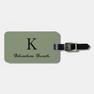 Étiquette À Bagage Sage Green Monograms Aventure Attend Don Faveur
