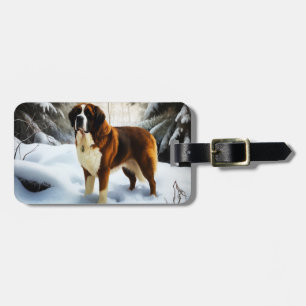 Étiquette À Bagage Saint Bernard Laissez Tomber la Neige Noël