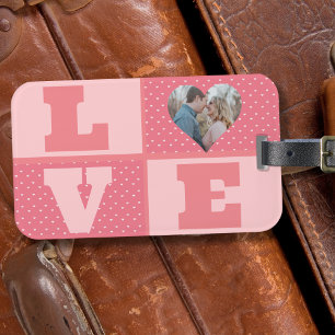 Étiquette À Bagage Saint-Valentin Romantique rose Love Heart Photo