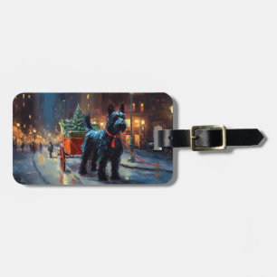 Étiquette À Bagage Saison de Noël du Terrier écossais