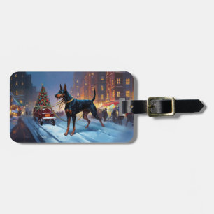 Étiquette À Bagage Saison Festive de Noël Doberman