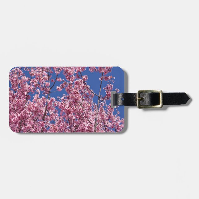 Étiquette À Bagage Sakura Cerisiers en Fleur Dans Le Bleu (Devant horizontal)
